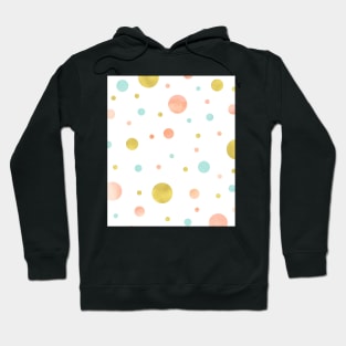 Gold peach blue watercolor dots design Hoodie